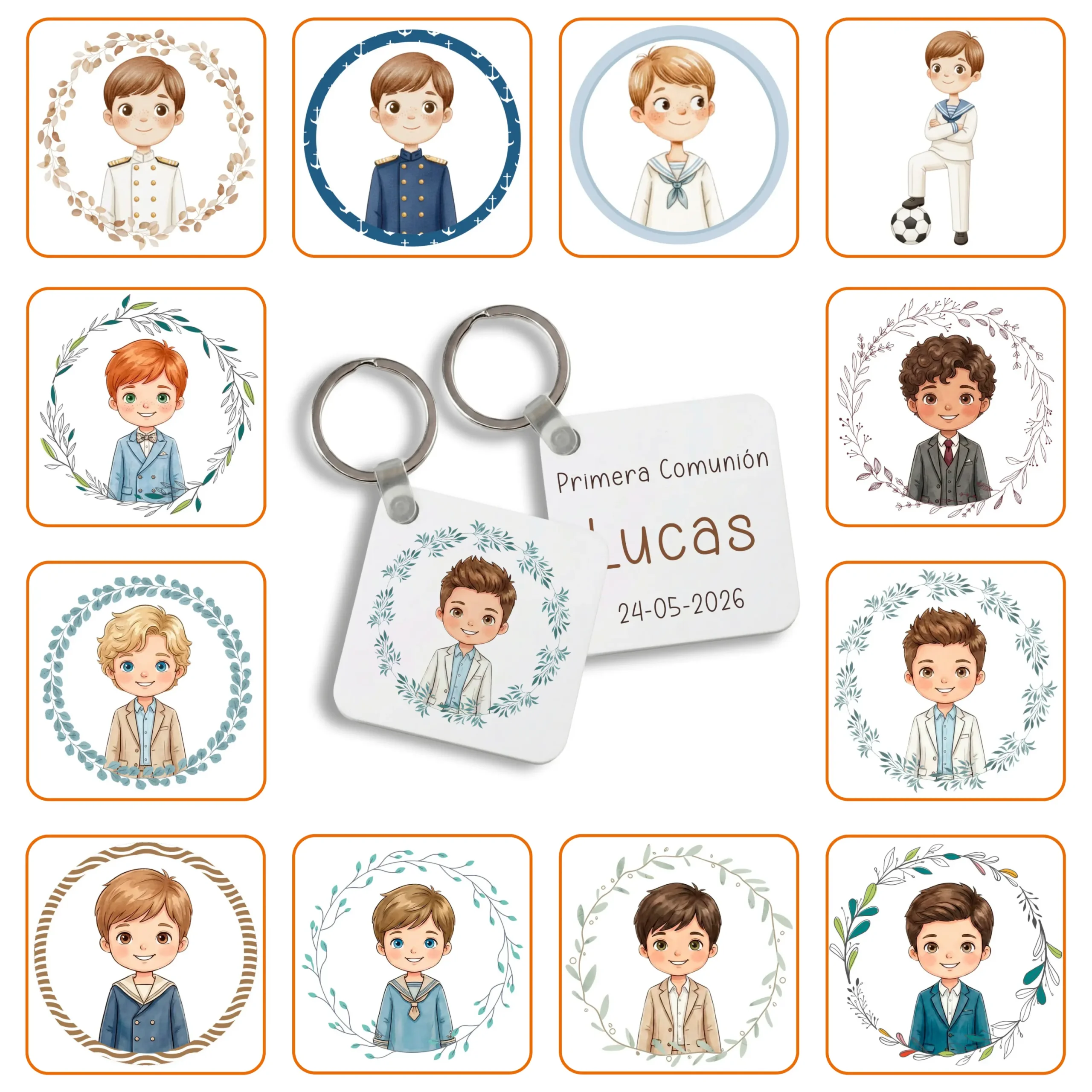 Llavero Metal Cuadrado Personalizado Niño Comunión