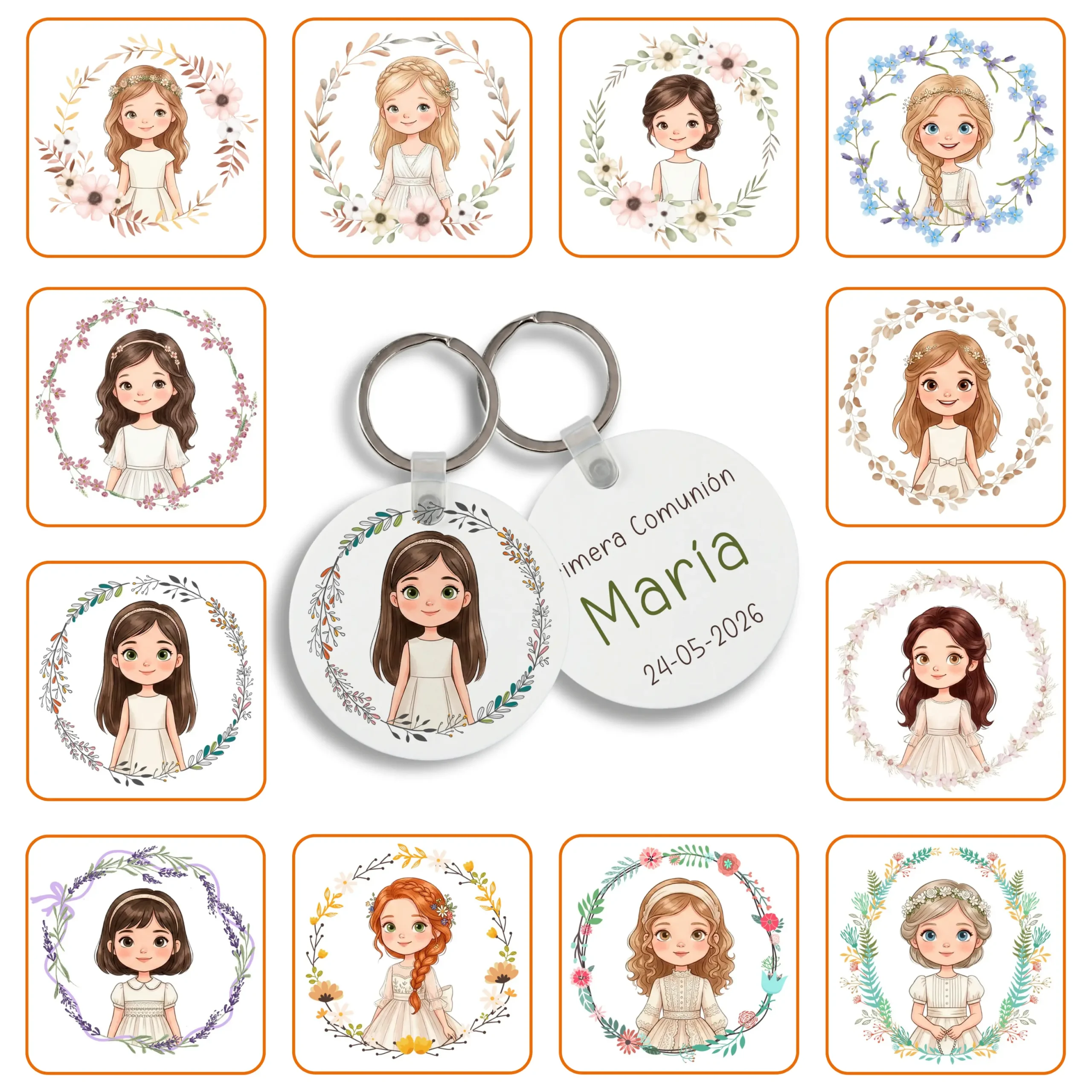 Llavero Metal Redondo personalizado Niña Comunión