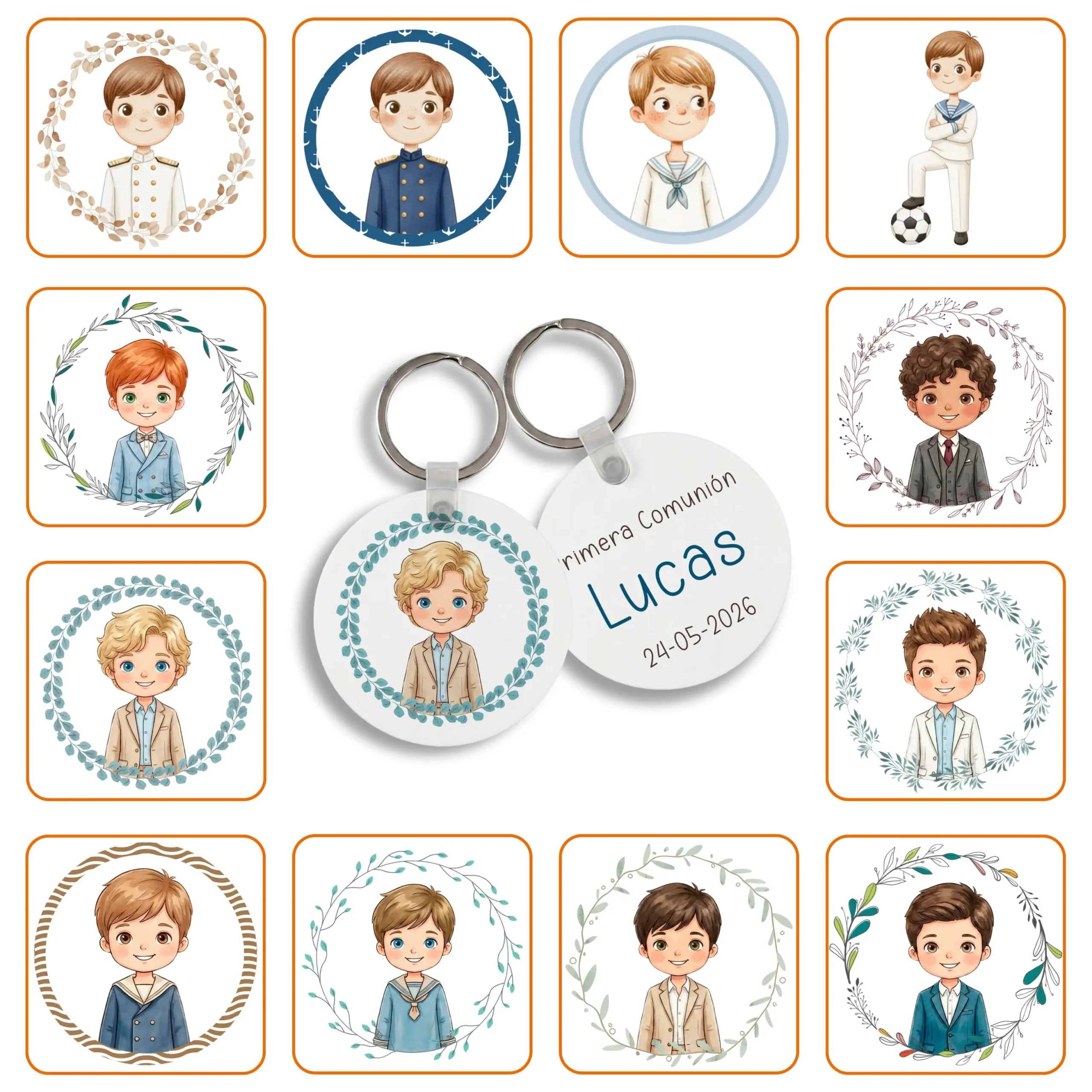Llavero Metal Redondo Personalizado Niño Comunión