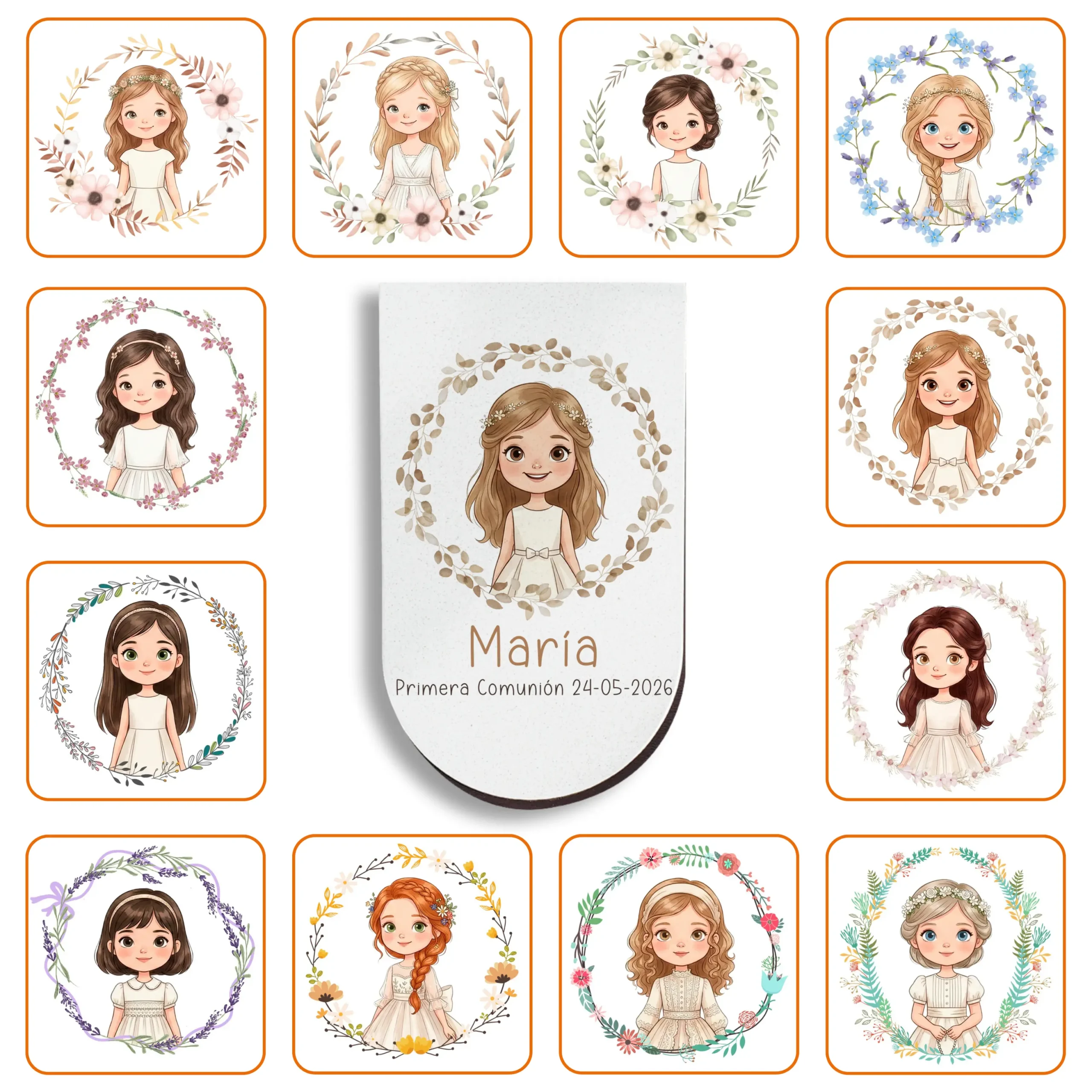 Marcapáginas Magnético Personalizado Niña Comunión