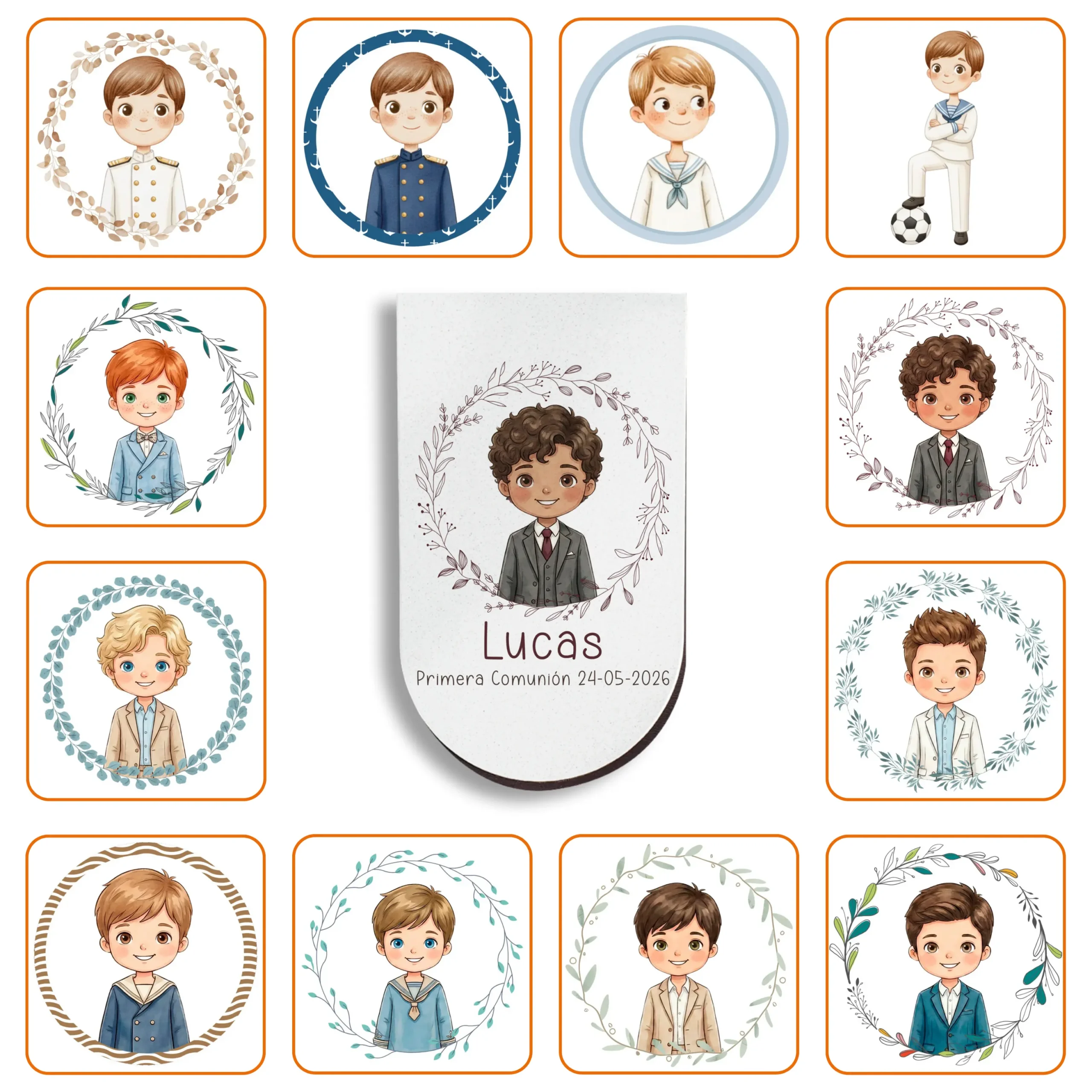 Marcapáginas Magnético Personalizado Niño Comunión