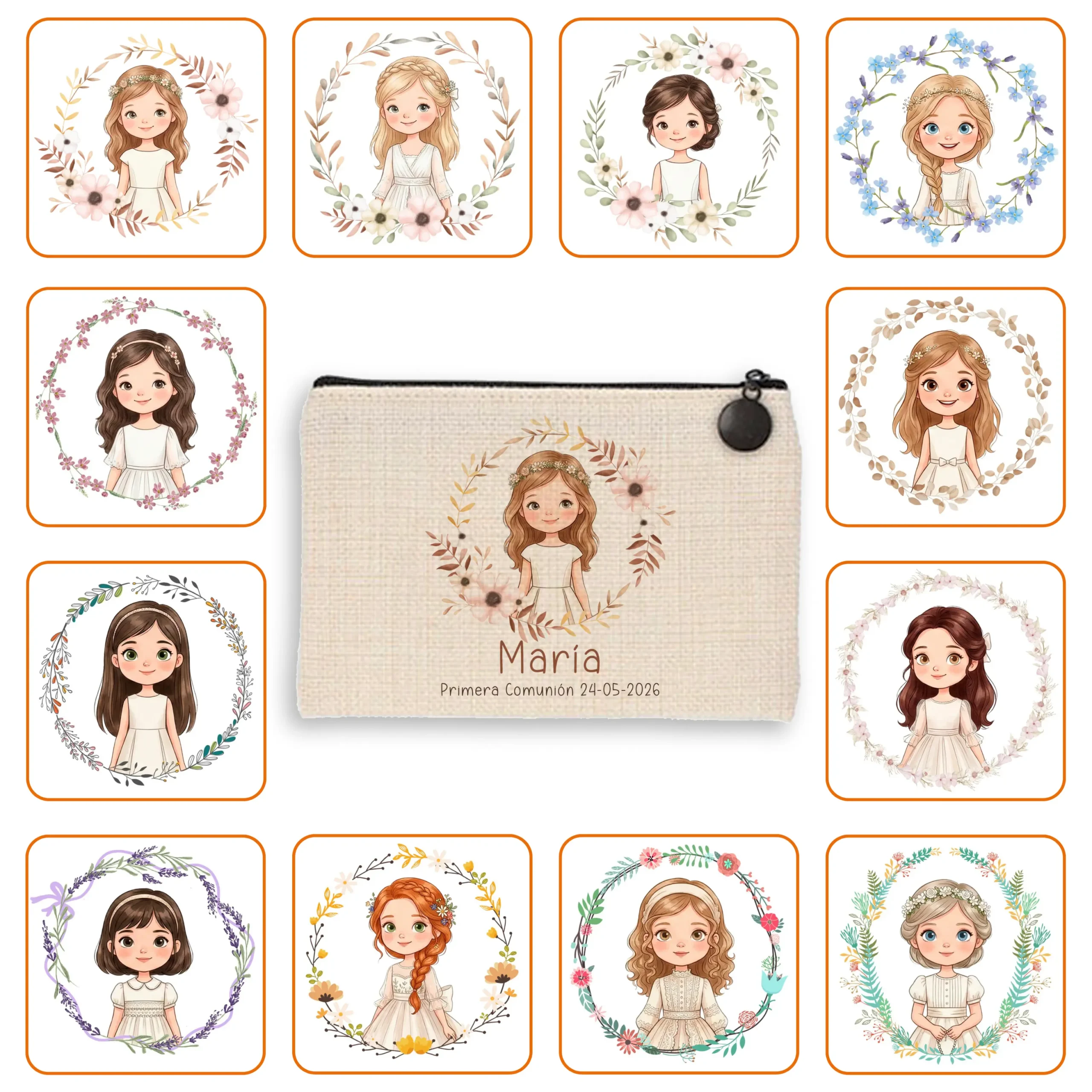 Monedero de Lino Personalizado Niña Comunión