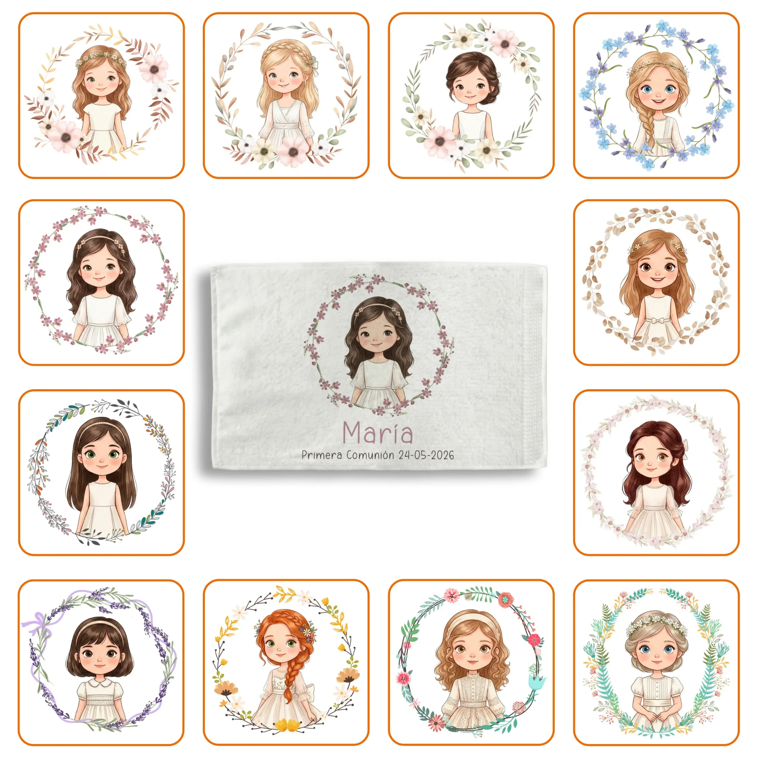 Toalla rizo personalizada Niña Comunión