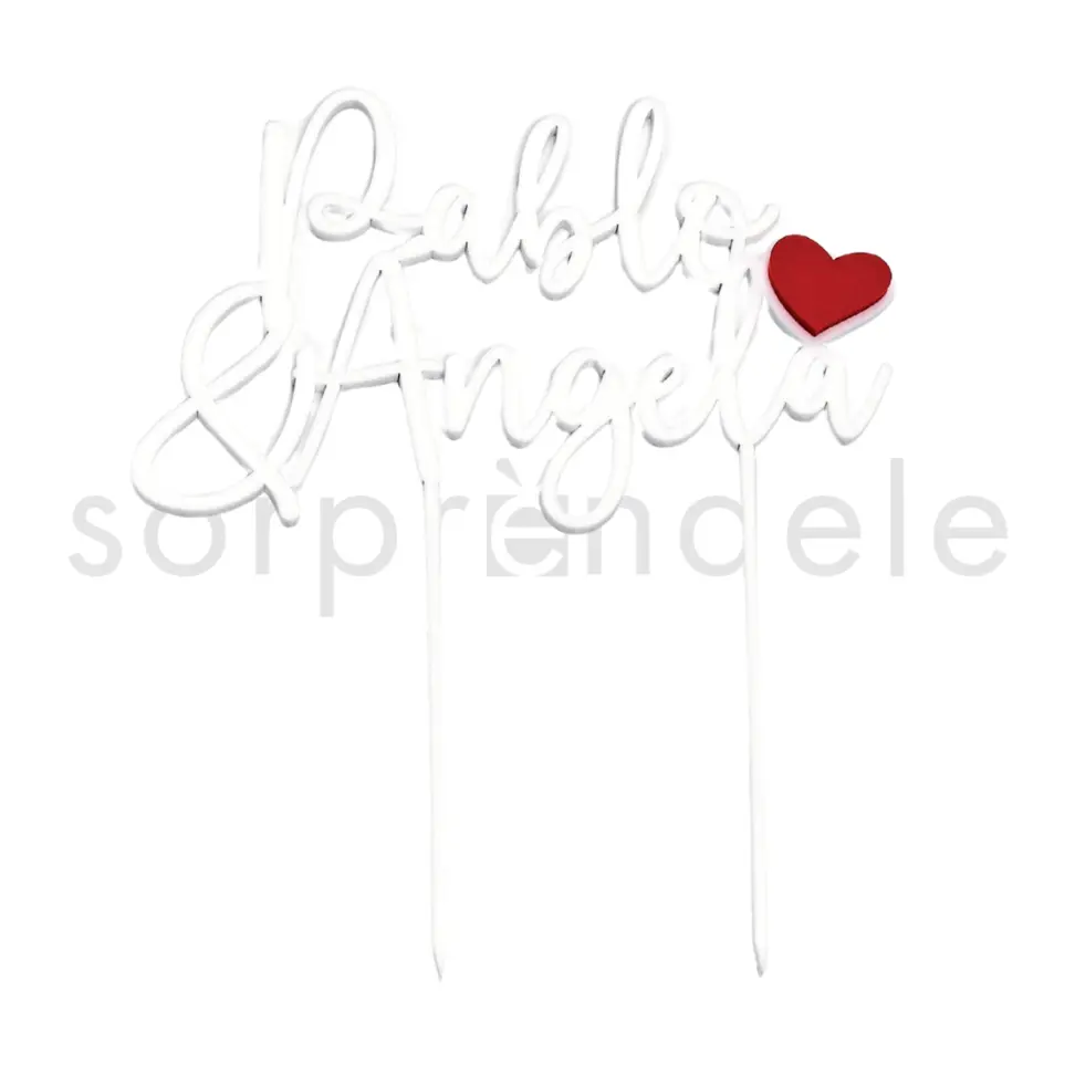 Cake Topper Metacrilato Blanco Nombres