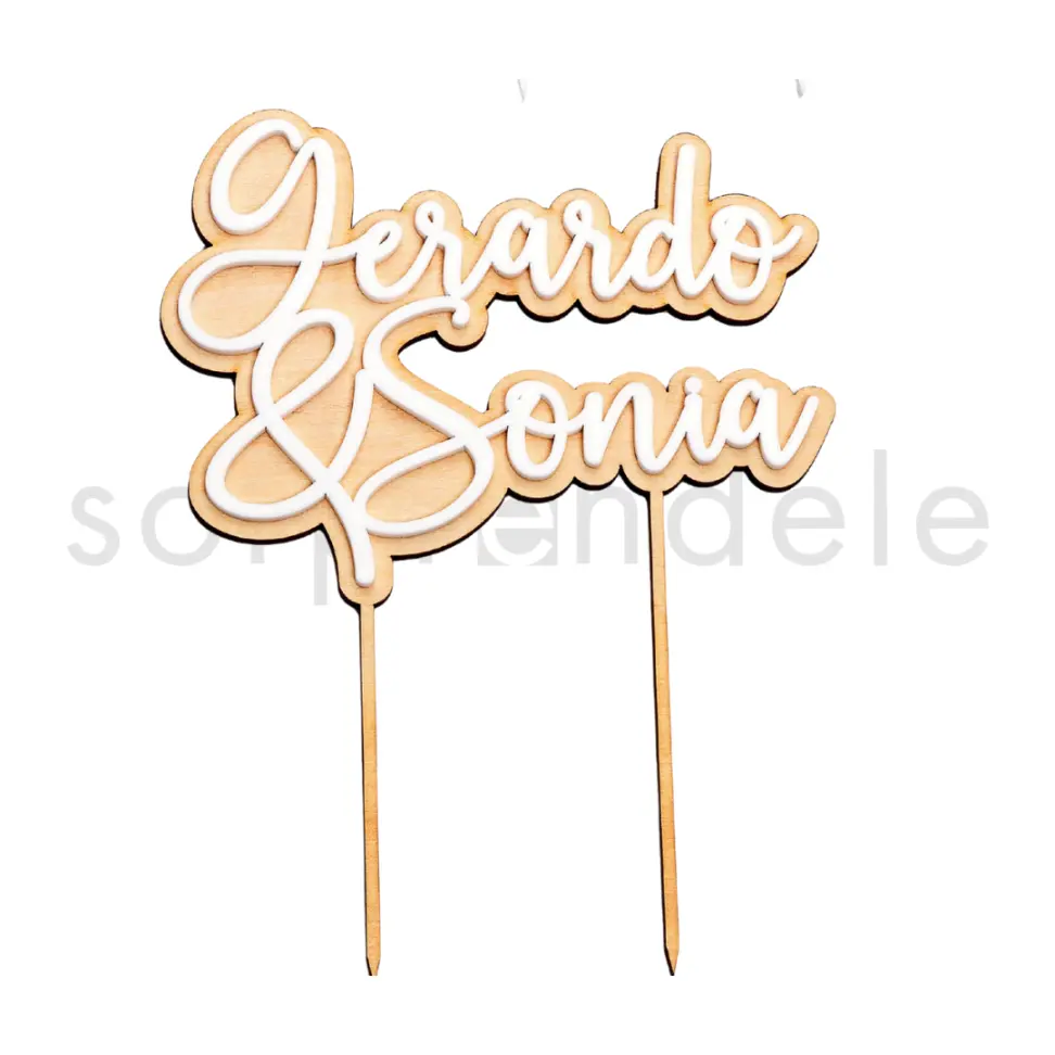 Cake Topper Madera Nombres Metacrilato