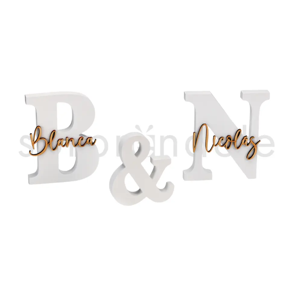 Set Iniciales Madera Blanca