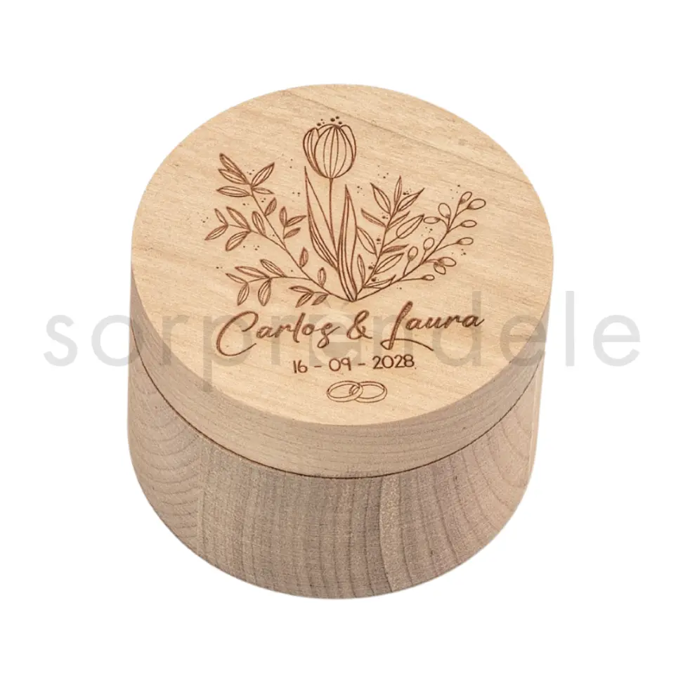 Caja Madera Porta Alianzas Flor
