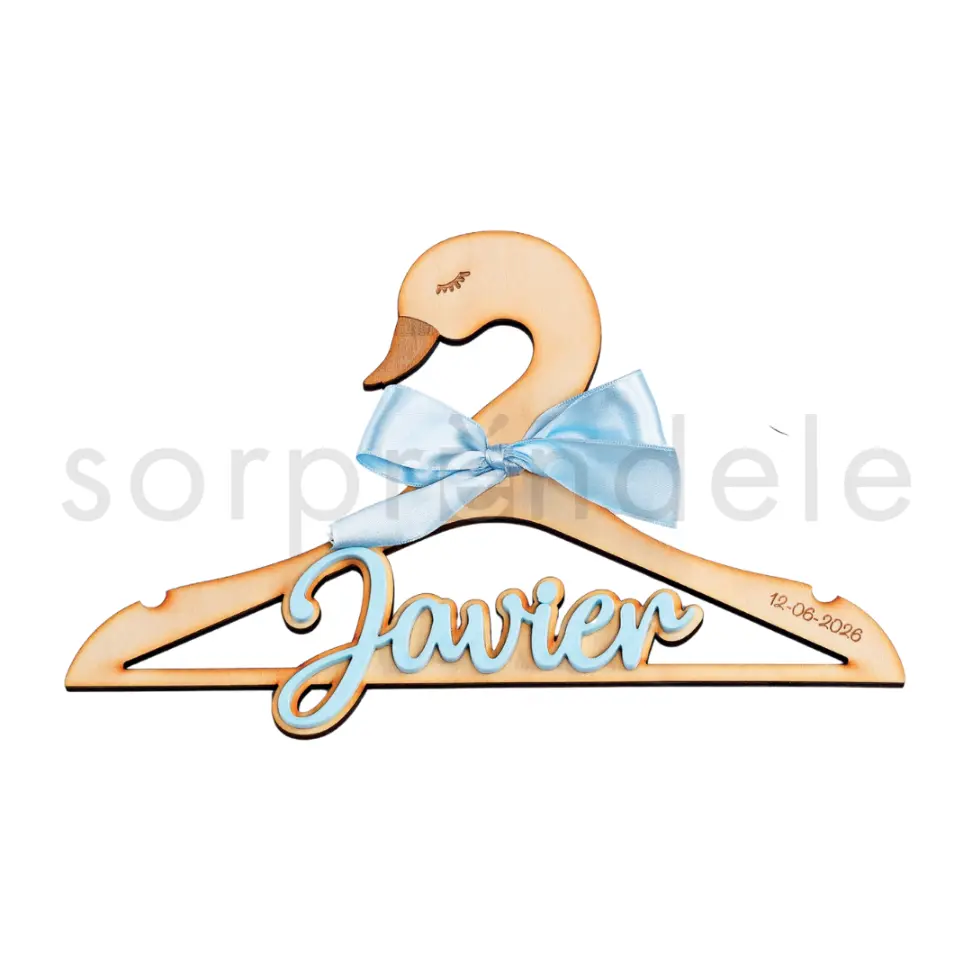 Percha Bebé Cisne Madera Personalizada