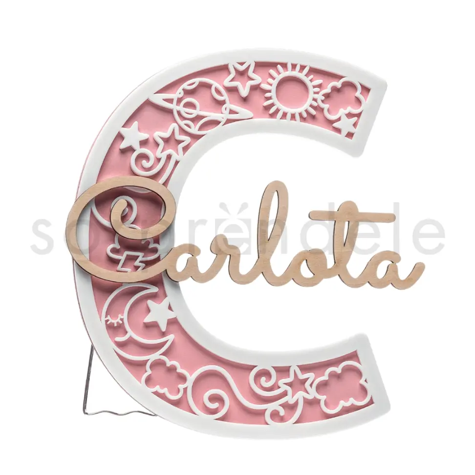 Inicial Madera Rosa y Blanco