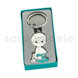 Llavero Bebé Peluche Celeste con Caja