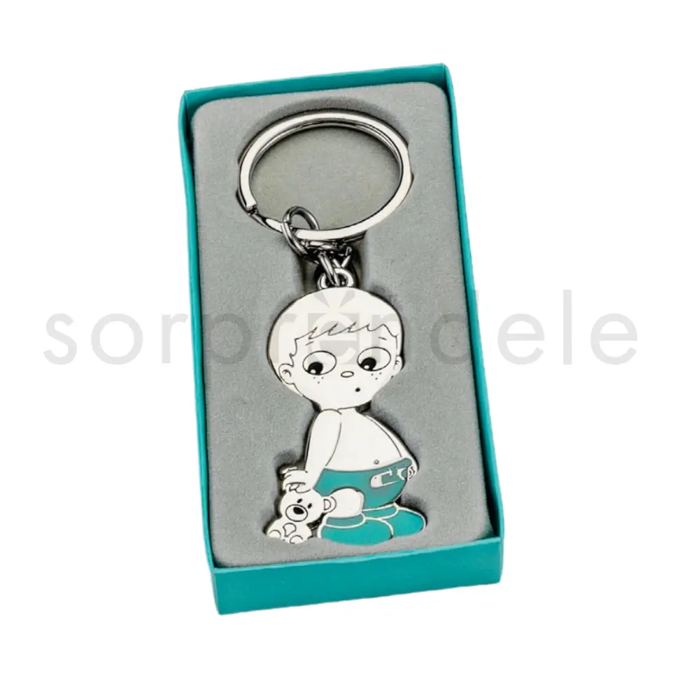 Llavero Bebé Peluche Celeste con Caja