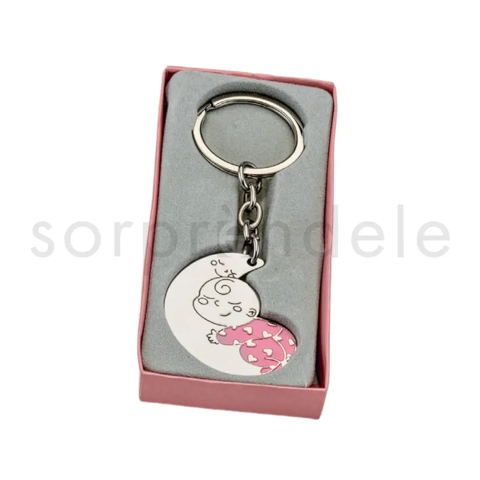 Llavero Bebé Luna Rosa con Caja