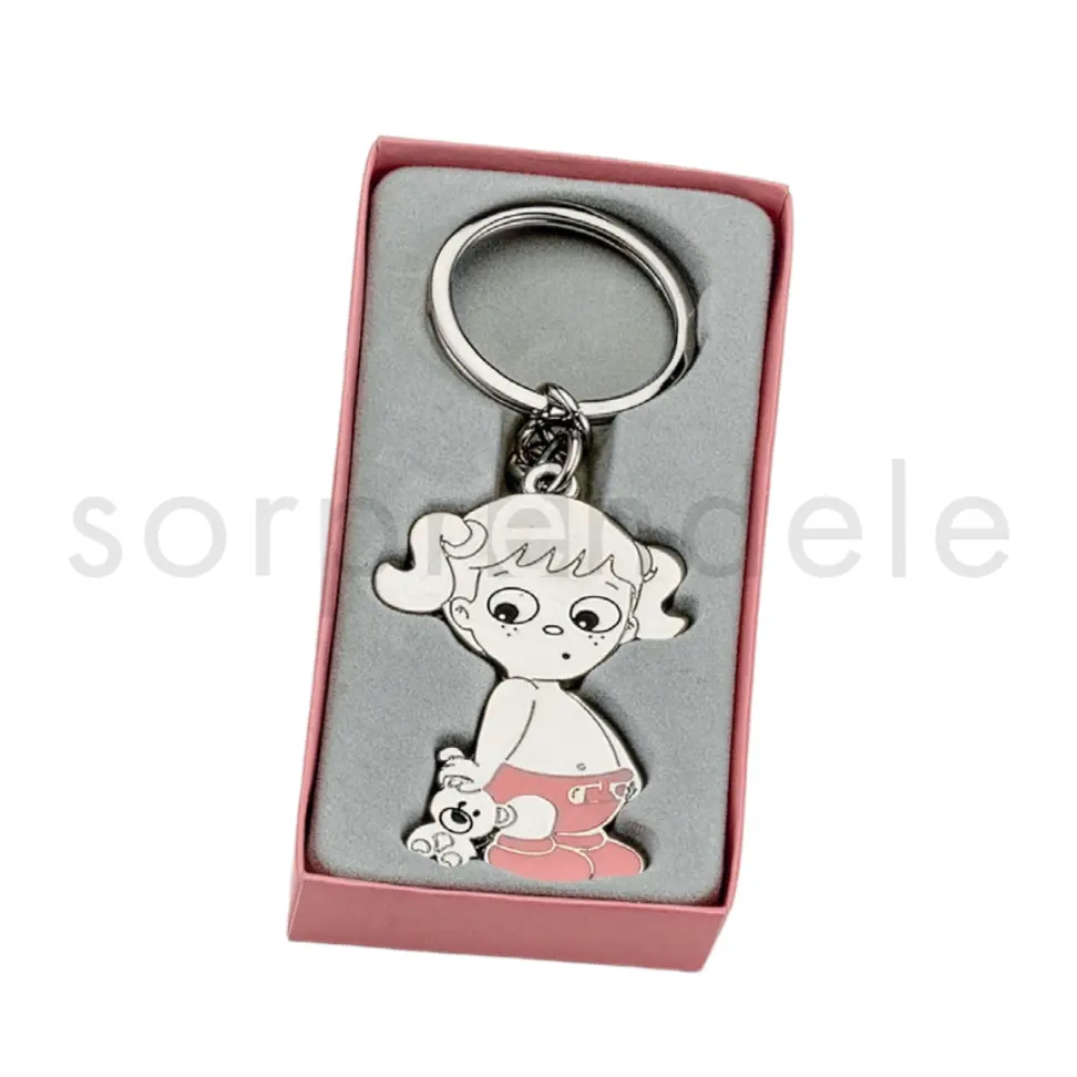 Llavero Bebé Peluche Rosa con Caja