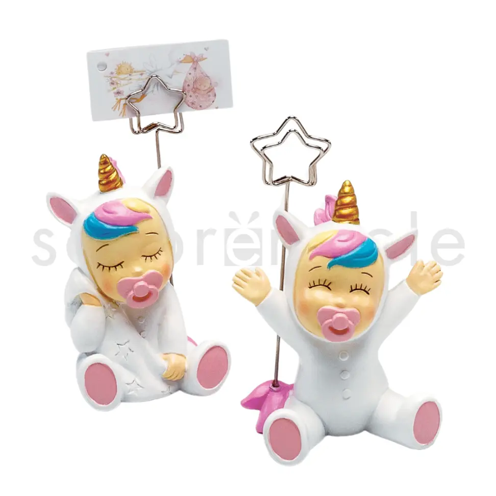 Sujeta-Tarjetas Bebé Unicornio Rosa
