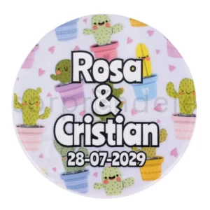 Espejo Doble Flores Personalizado Novios y Fecha