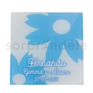 Posavasos Cristal Azul Personalizado