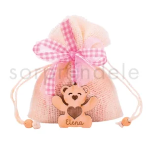 Bolsita Colgante osito lazo rosa