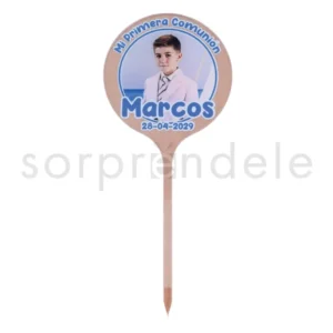 Cake Topper Metacrilato Comunión Azul