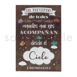 Cartel Madera Boda En recuerdo