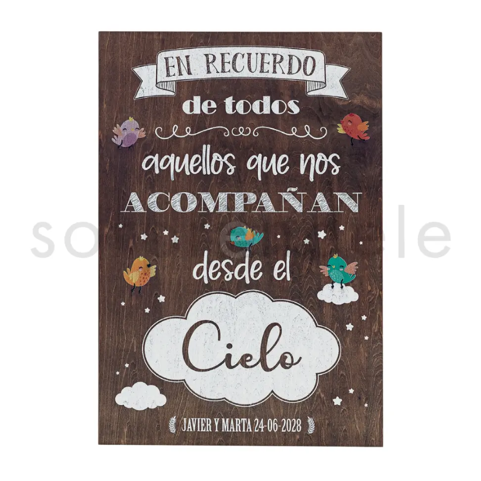Cartel Madera Boda En recuerdo