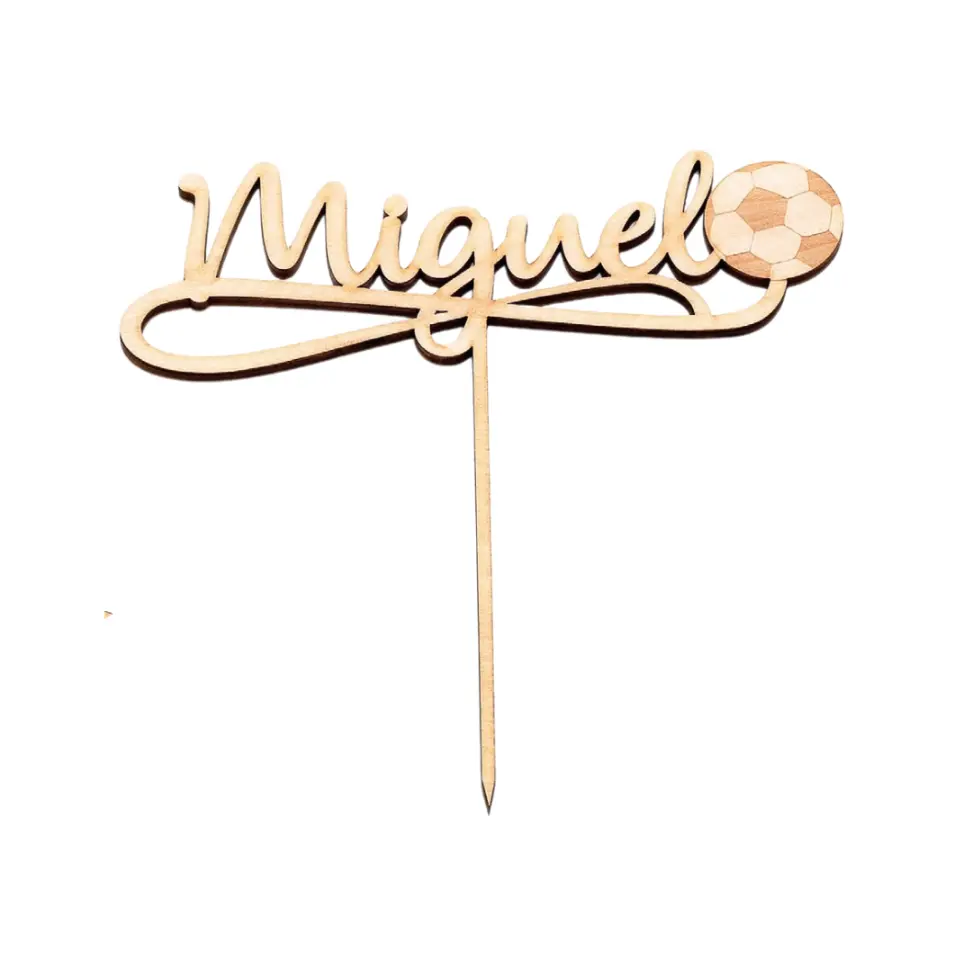 Cake Topper Balón Madera Nombre Personalizado