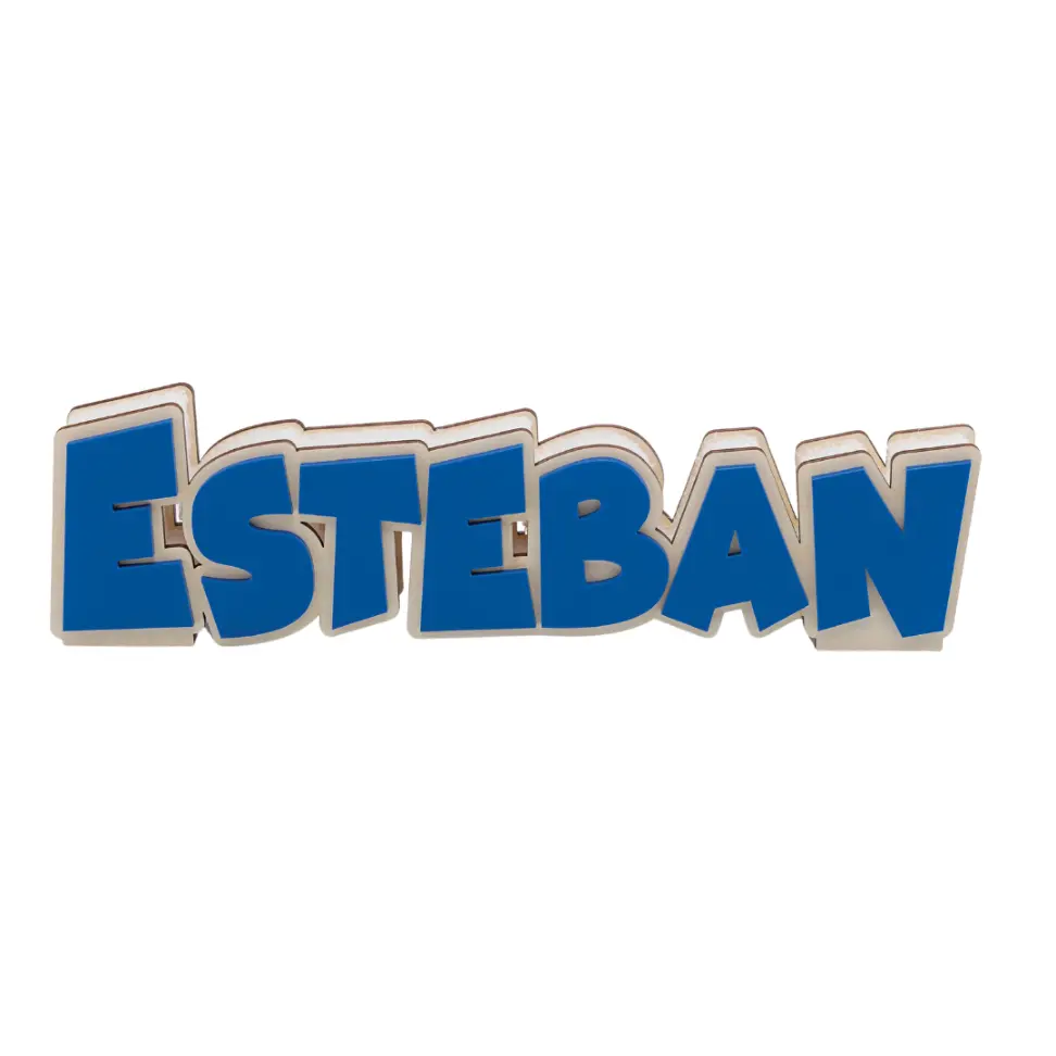 Deco Nombre Azul y Madera Personalizado