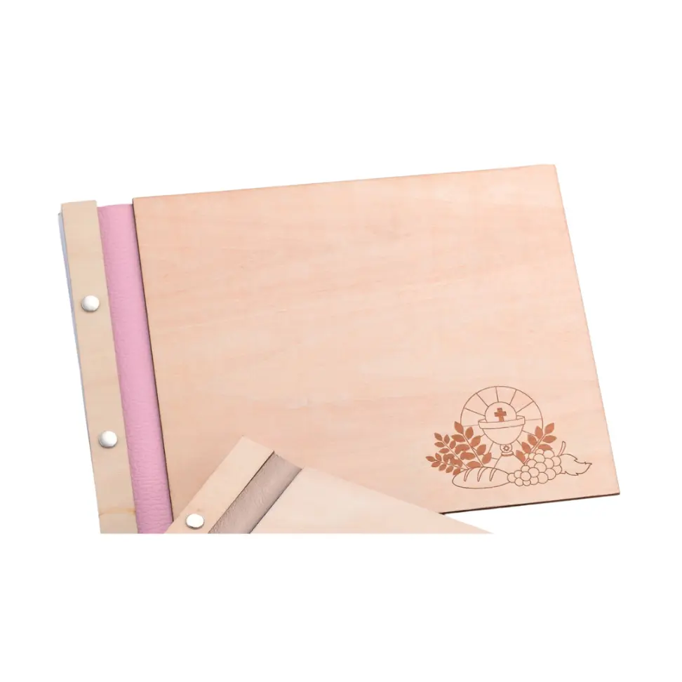 Libro de Firmas Madera Comunión Rosa