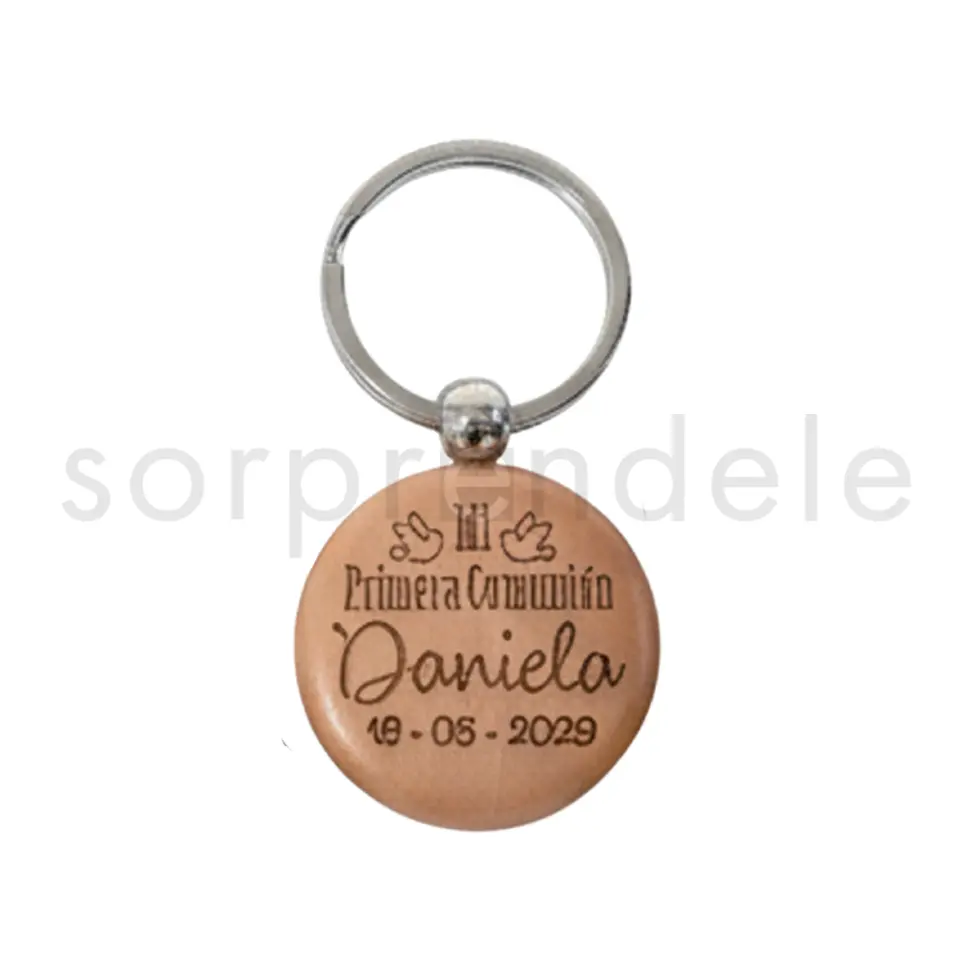 llavero madera comunión personalizado