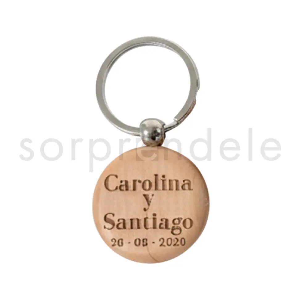llavero madera novios personalizado