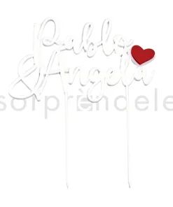 Cake Topper Metacrilato Blanco Nombres