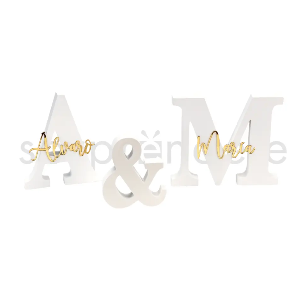 Set Iniciales Madera Blanca Nombres