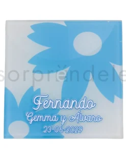 Posavasos Cristal Azul Personalizado