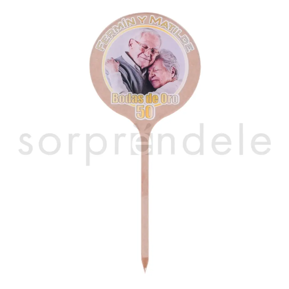 Cake Topper Metacrilato Bodas de Oro