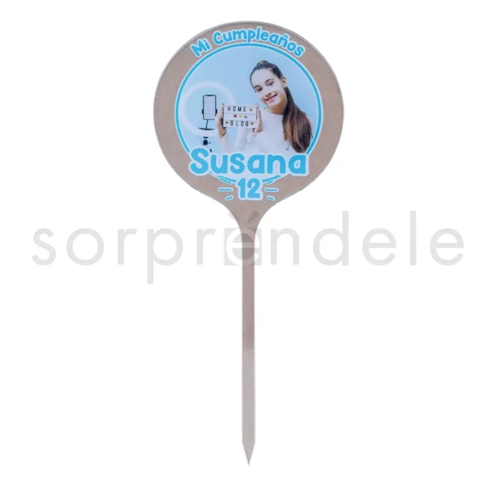 Cake Topper Metacrilato Cumpleaños Azul