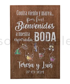Cartel Madera Bienvenida Boda Recorrido