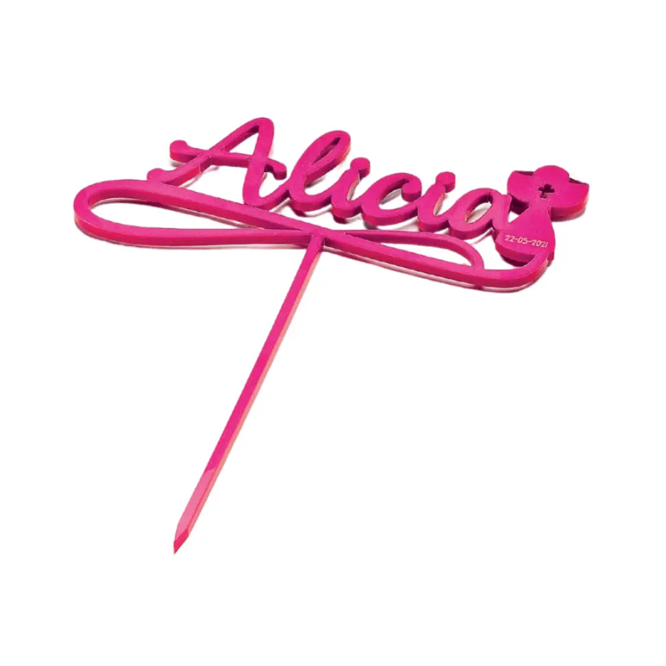 Cake Topper Cáliz Rosa Personalizado