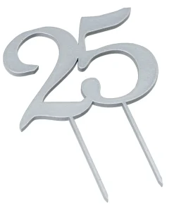 Cake Topper Madera Número 25 Plata