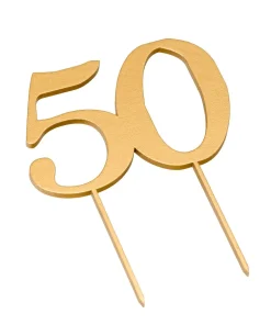 Cake Topper Madera Número 50 Dorado