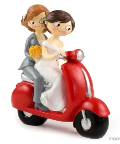 Figura de pastel para boda de novias Pop y Fun en moto