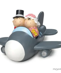 Figura-hucha para tartas novios Pit & Pita avión