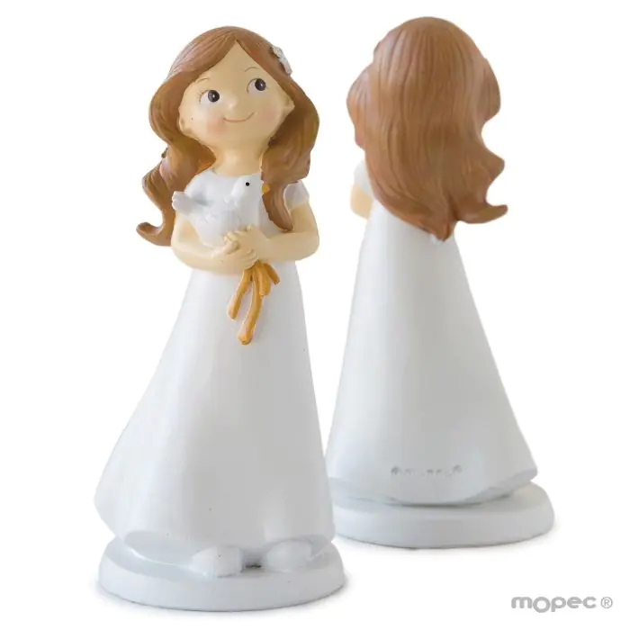 Figura para tartas para Comunión de niña con paloma
