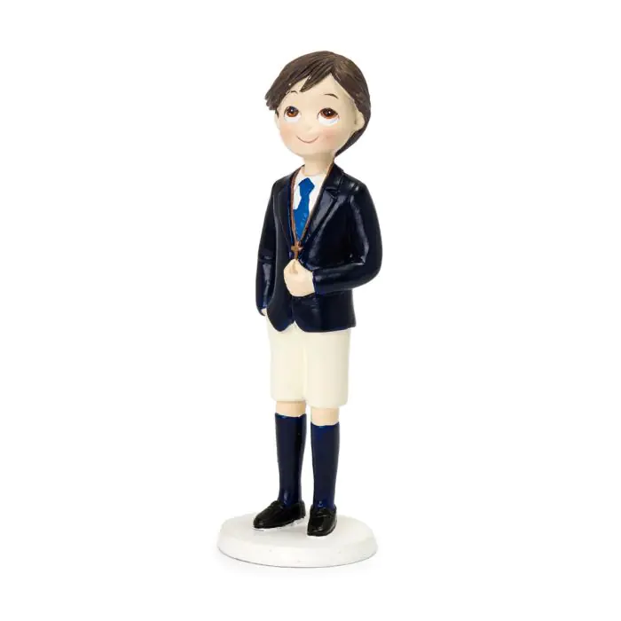 Figura pastel Comunión niño moreno pantalón corto