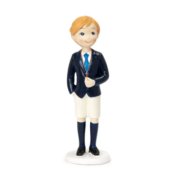 Figura pastel Comunión niño rubio pantalón corto