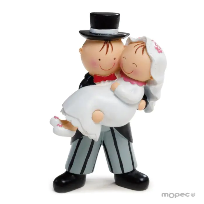 Figura pastel Pit & Pita novia en brazos