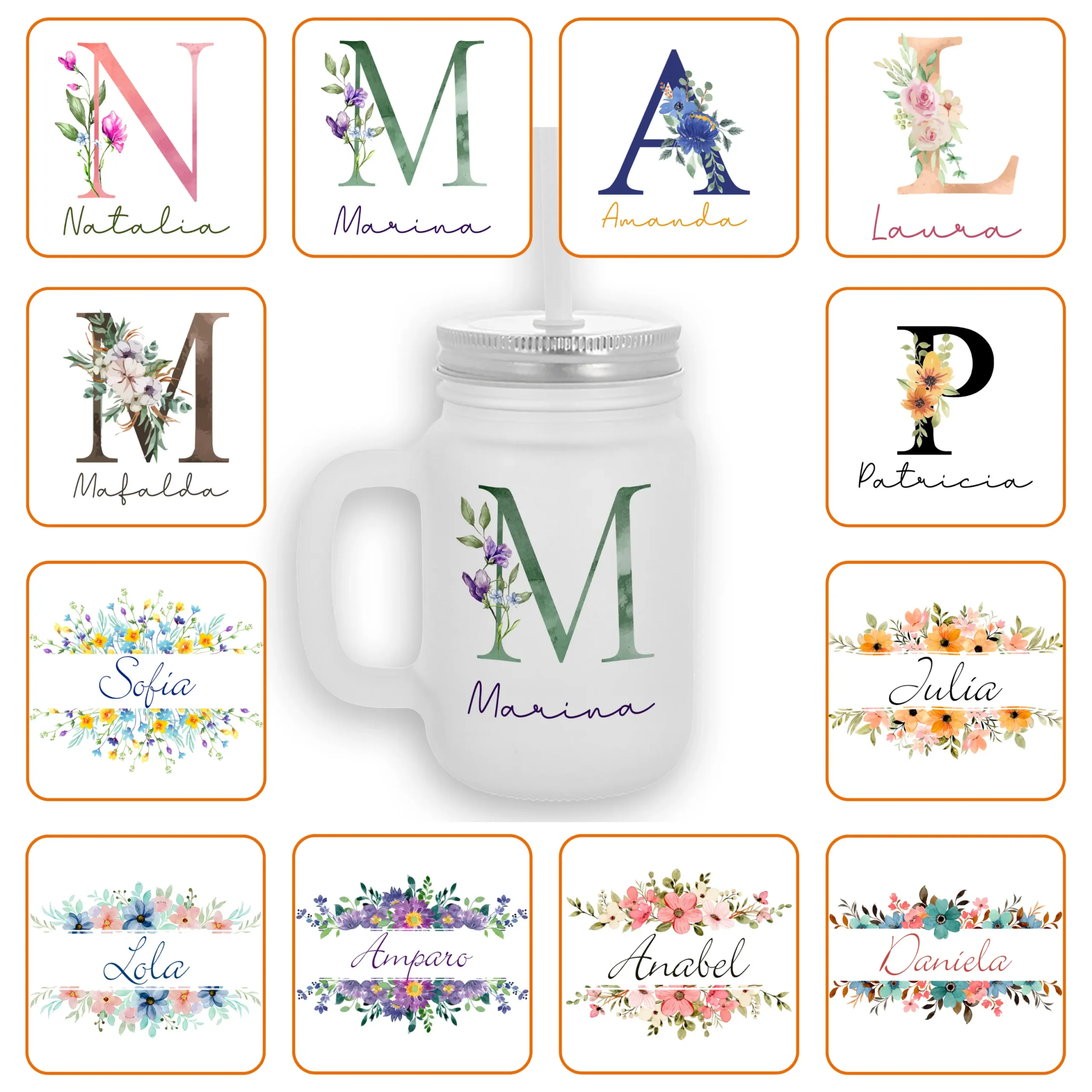 Jarra Pajita Personalizado con diseño elegido