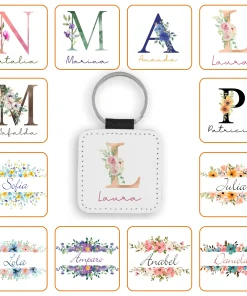 Llavero Cuadrado de Polipiel Personalizado con diseño elegido