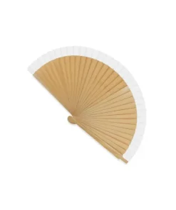 Abanico de madera con borde de tela