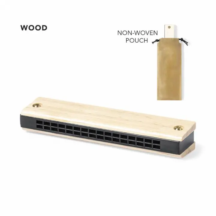 Armónica de madera con funda de regalo