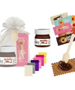 Bote mini Nutella con galleta y bolsa de tul