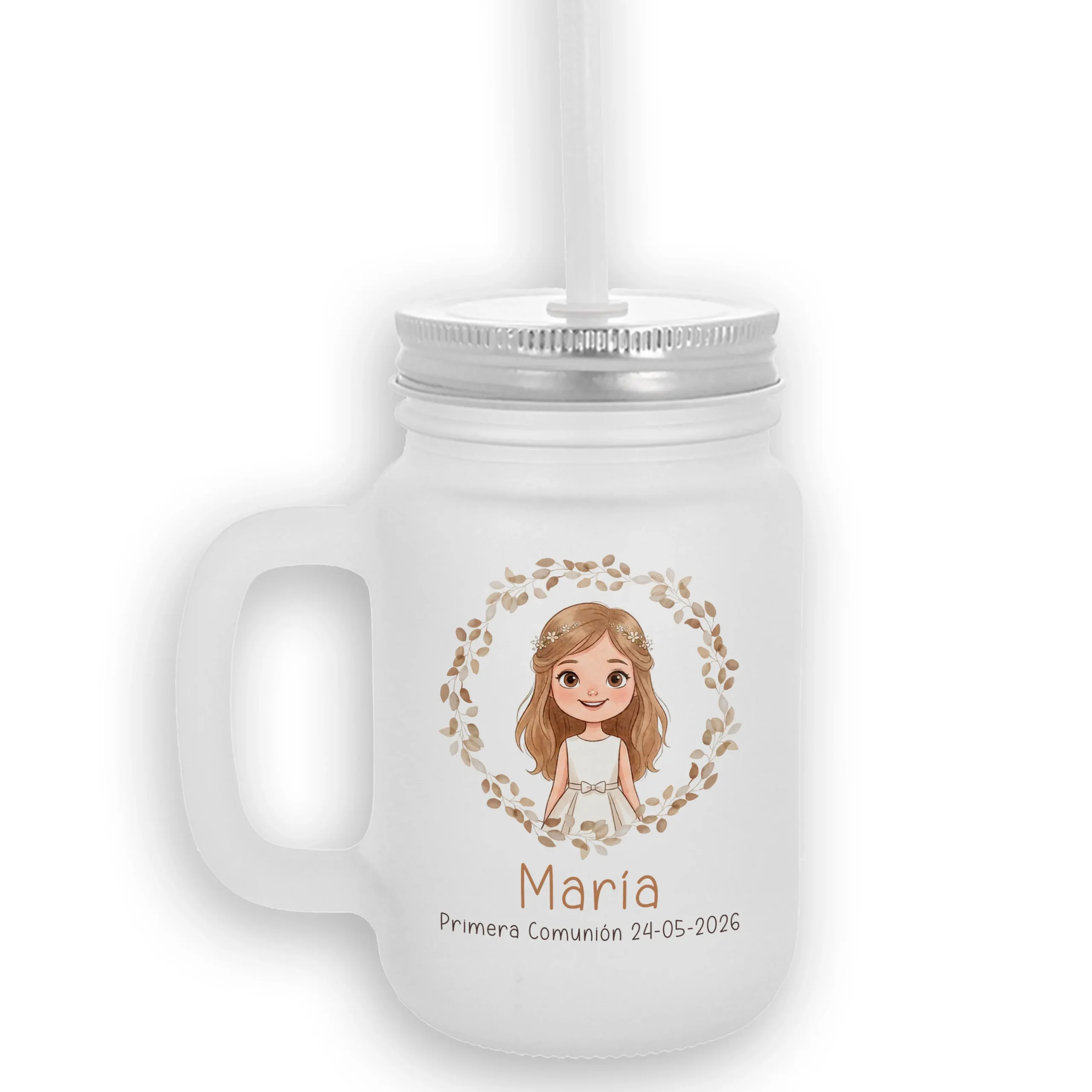Jarra con pajita Personalizada Niña Comunión - Imagen 2
